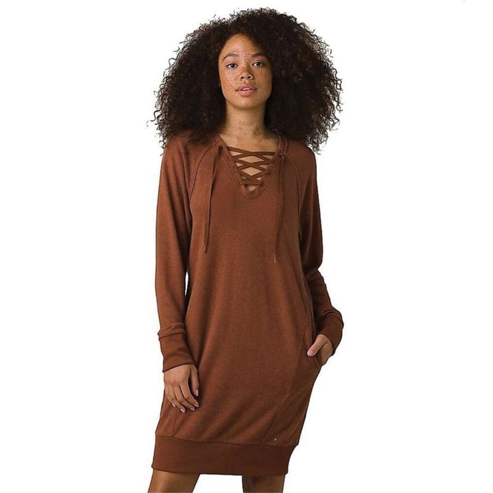 NEW prAna Cozy Up Terry Dress Roux Heather M